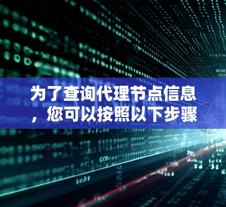 为了查询代理节点信息,您可以按照以下步骤操作 为了查询代理节点信息,您可以按照以下步骤操作