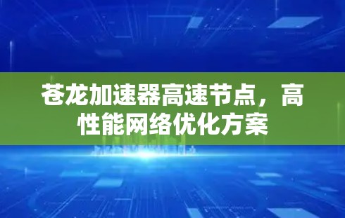 苍龙加速器高速节点，高性能网络优化方案